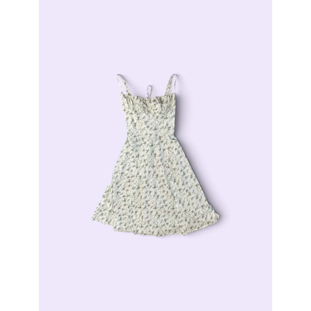 Cottagecore Whimsical Sundress Green White Lace Up Back Corset A-Line Mini Small